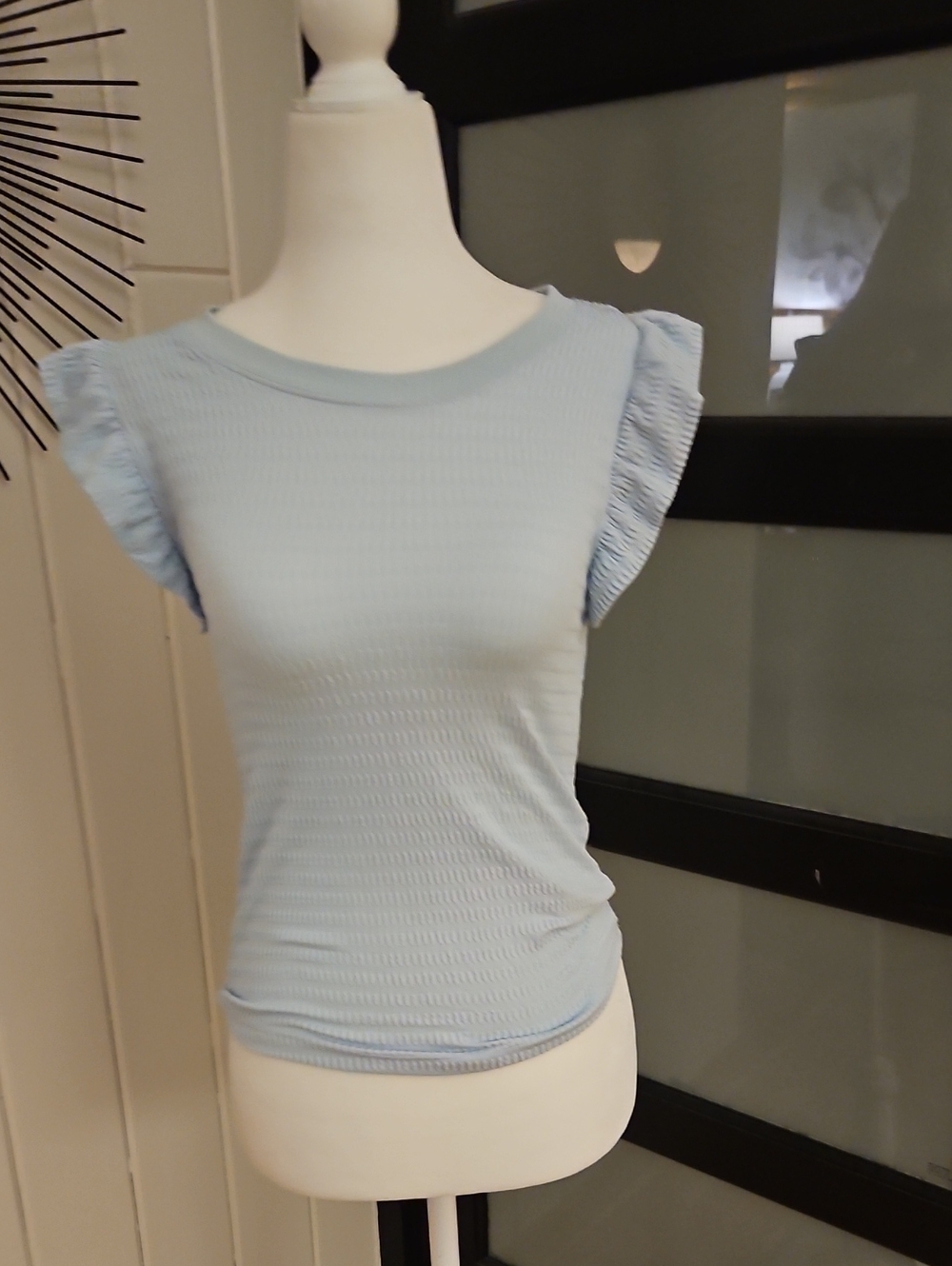 Maeve Light Blue Ruffle Sleeve Tank Top